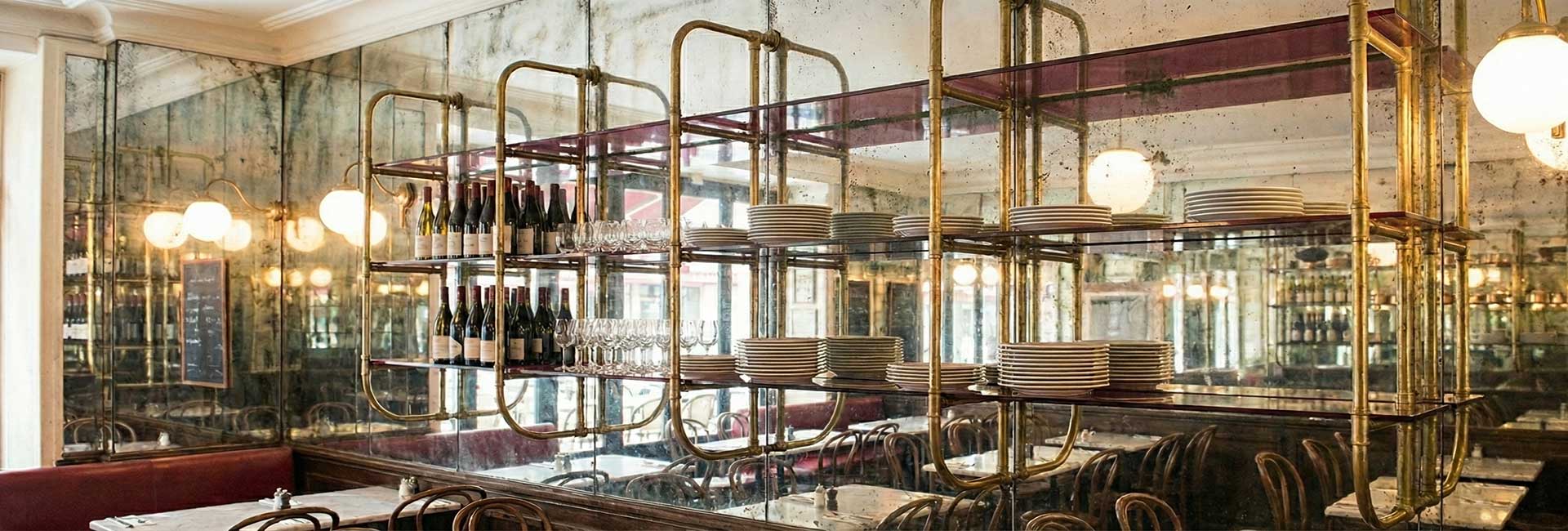 Burgundy Bistro Glass Shelves