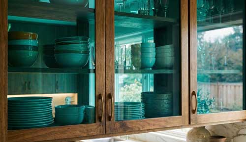 Drenched Teal Cabinet Glass